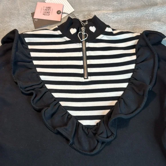 NWT Lazy Oaf Ruffle Sweater Dress Black Size Small - Picture 5 of 15